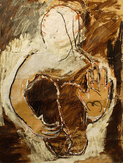 Titel: No - Sager, 1990, Größe:55 x 41,5 cm, Zeichnung auf Packpapier